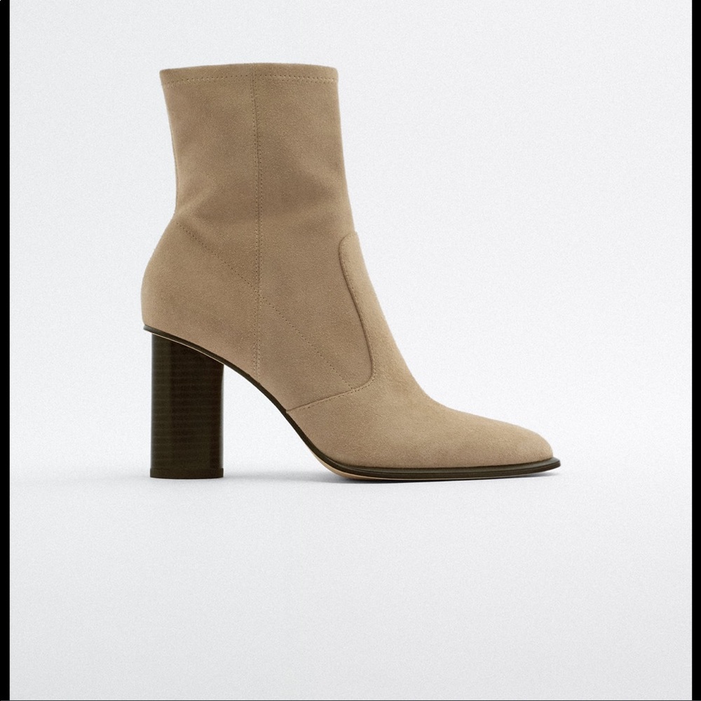 Zara Suede Heeled Ankle Boots